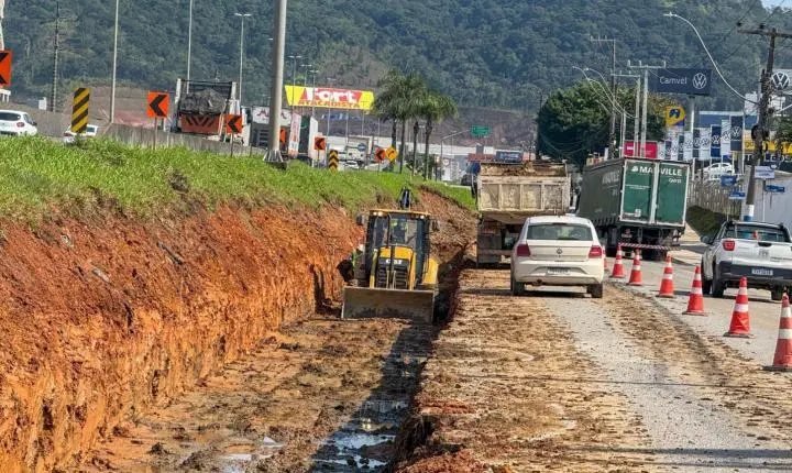 Iniciada a etapa de drenagem na obra de inversão das alças da BR-101
