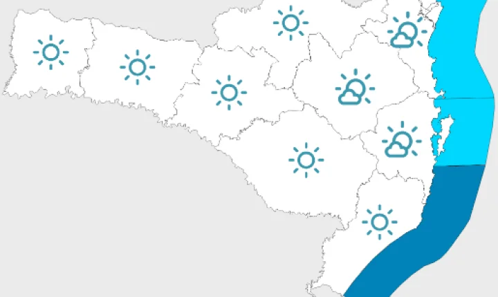 Início de semana com sol e temperaturas em elevação em Santa Catarina