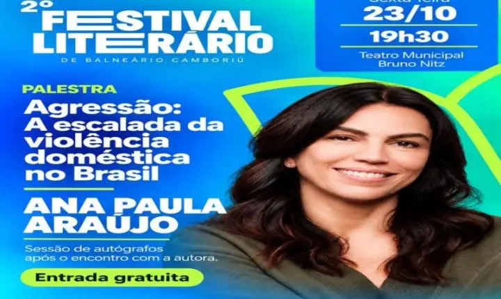 Jornalista Ana Paula Araújo palestra sobre violência doméstica no Festival Literário nesta sexta-feira