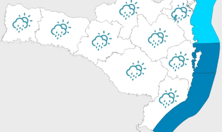 Melhora no tempo e declínio de temperatura em Santa Catarina