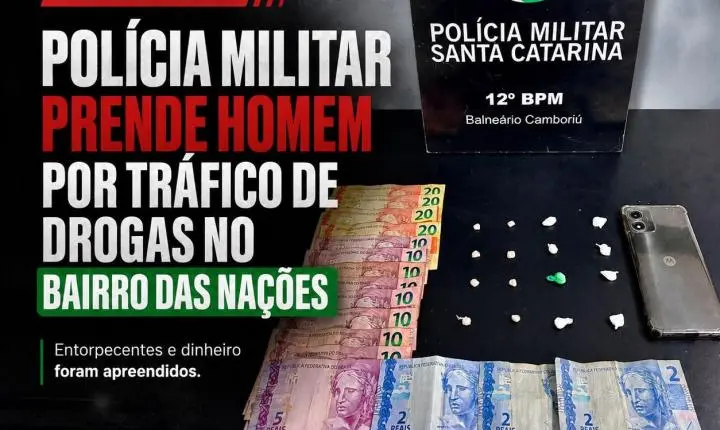 Polícia Militar prende homem por tráfico de drogas no bairro das Nações 