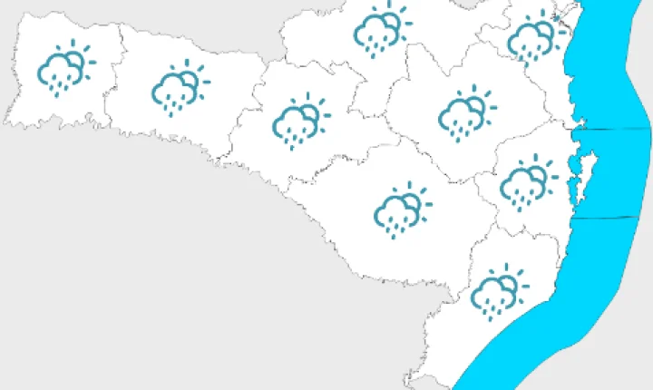 Próximos dias com chuva intensa e volumosa, e temporais em Santa Catarina