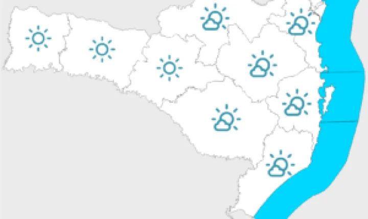 Tempo firme em Santa Catarina: início de semana frio e fim com calor de 30°C
