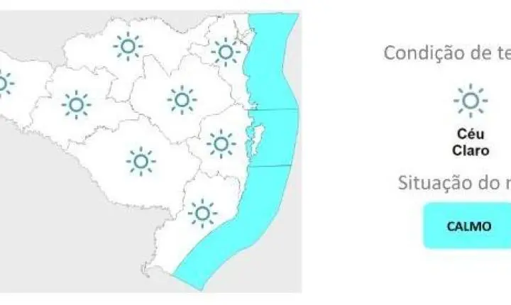 Terça-feira ensolarada e quente em Santa Catarina