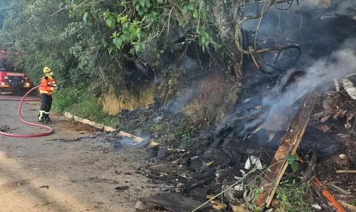 Vegetação nativa pega fogo em Camboriú